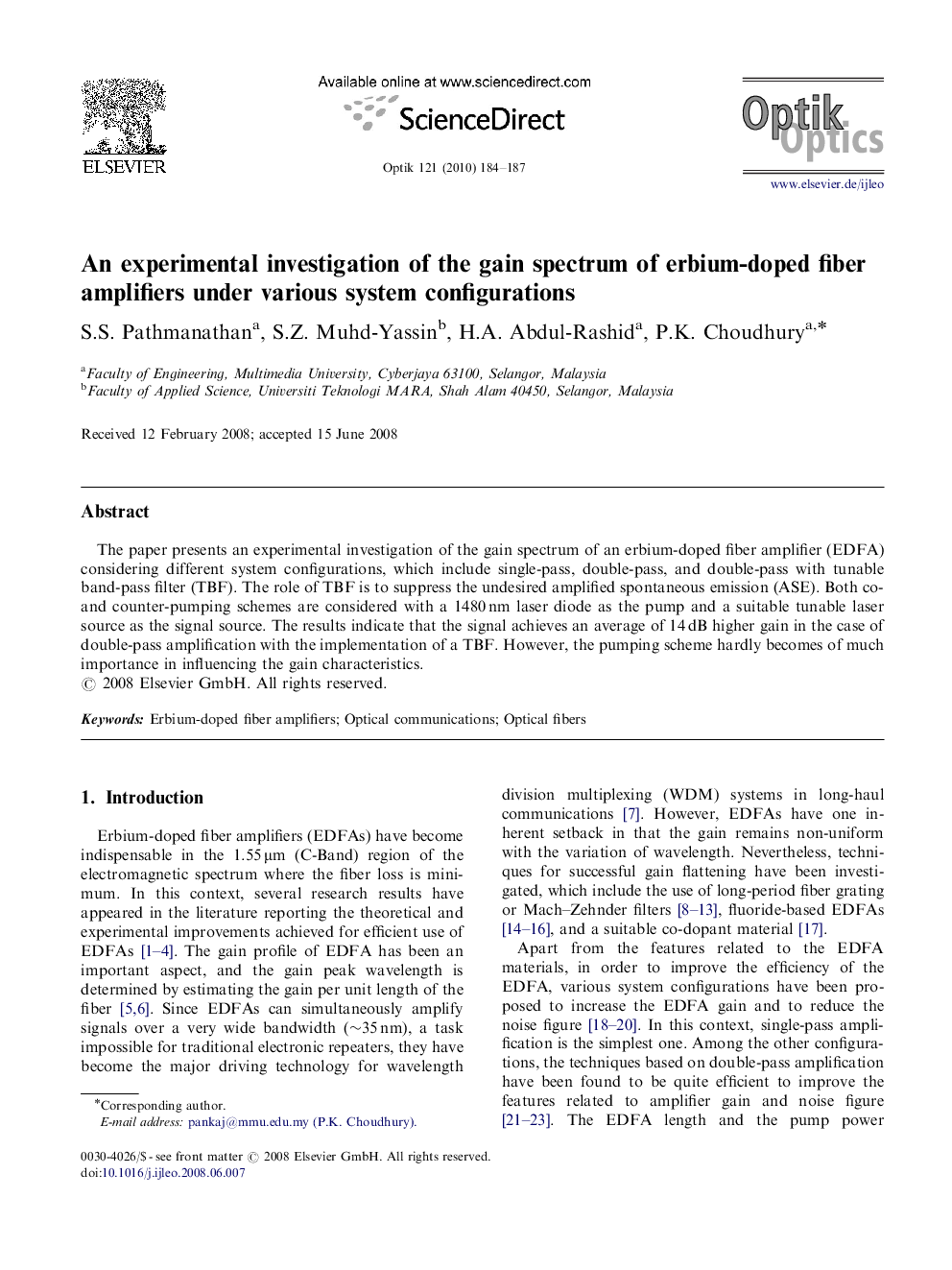 An experimental investigation of the gain spectrum of erbium-doped fiber amplifiers under various system configurations