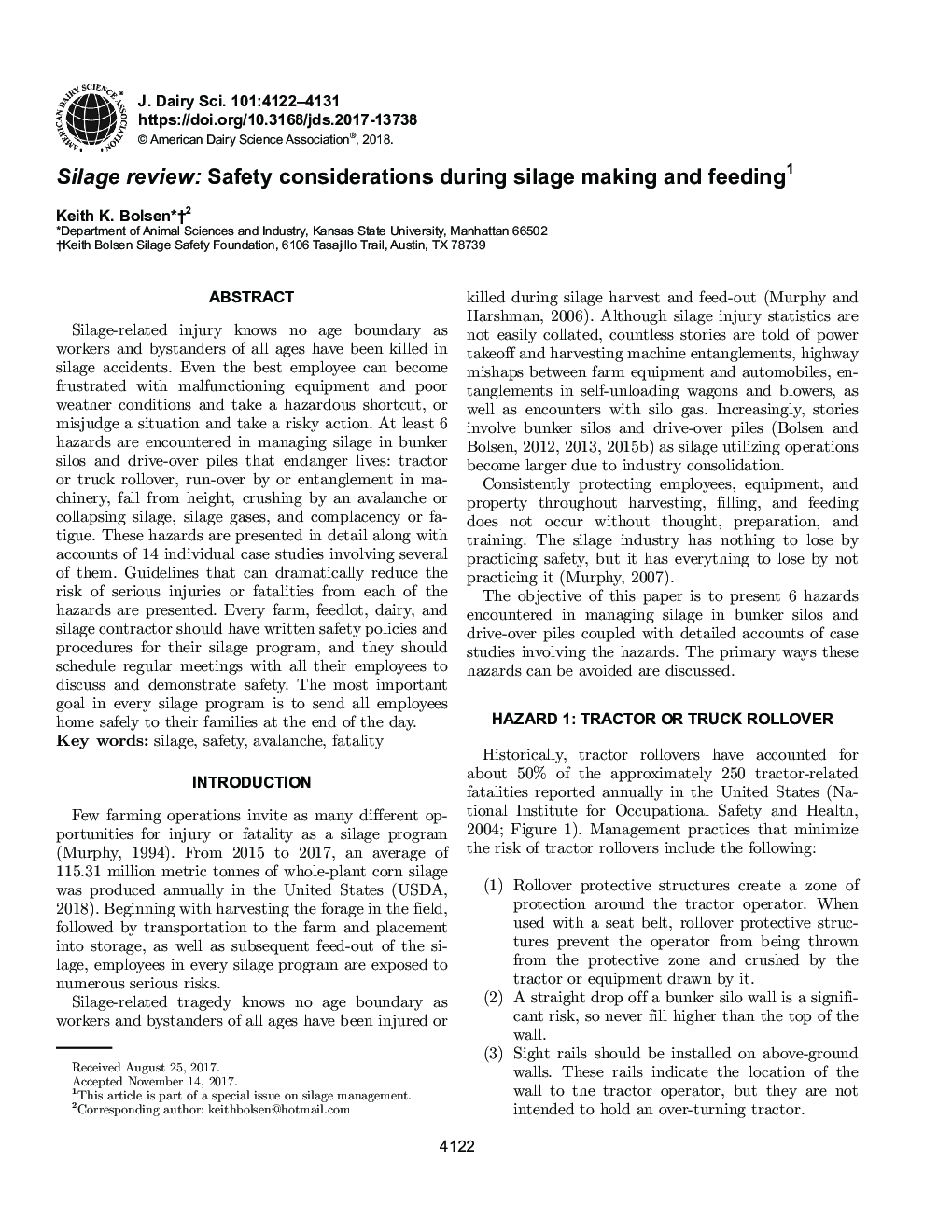 Silage review: Safety considerations during silage making and feeding