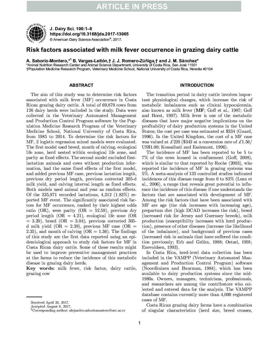 عوامل خطر مرتبط با تب بروز شیر در گاوهای شیری گاو 