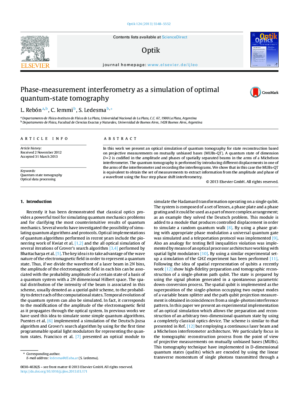 Phase-measurement interferometry as a simulation of optimal quantum-state tomography