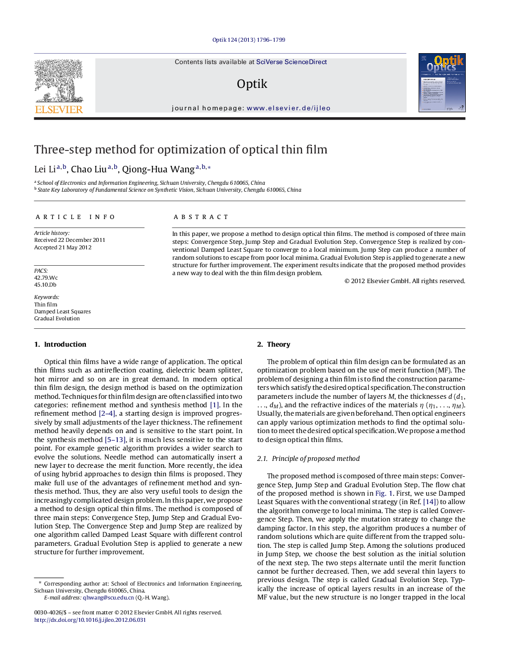 Three-step method for optimization of optical thin film
