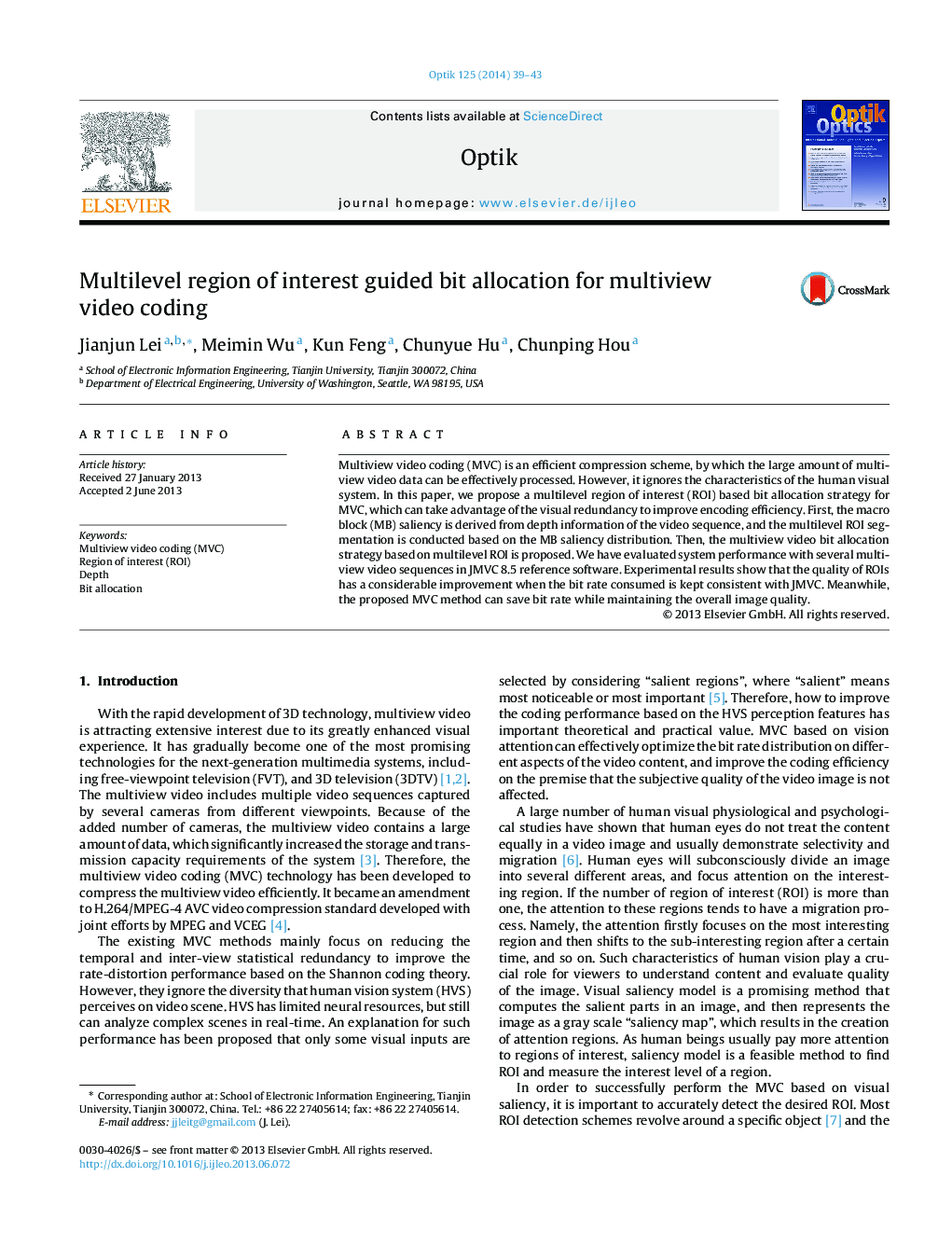 Multilevel region of interest guided bit allocation for multiview video coding