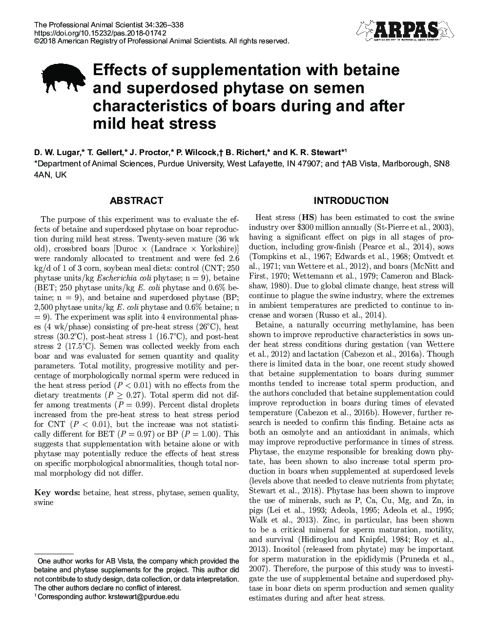 تأثیر مکمل های بتایین و فیتاز فوق باکتری بر ویژگی های اسپرم های گراز در طول و پس از استرس گرما خفیف 