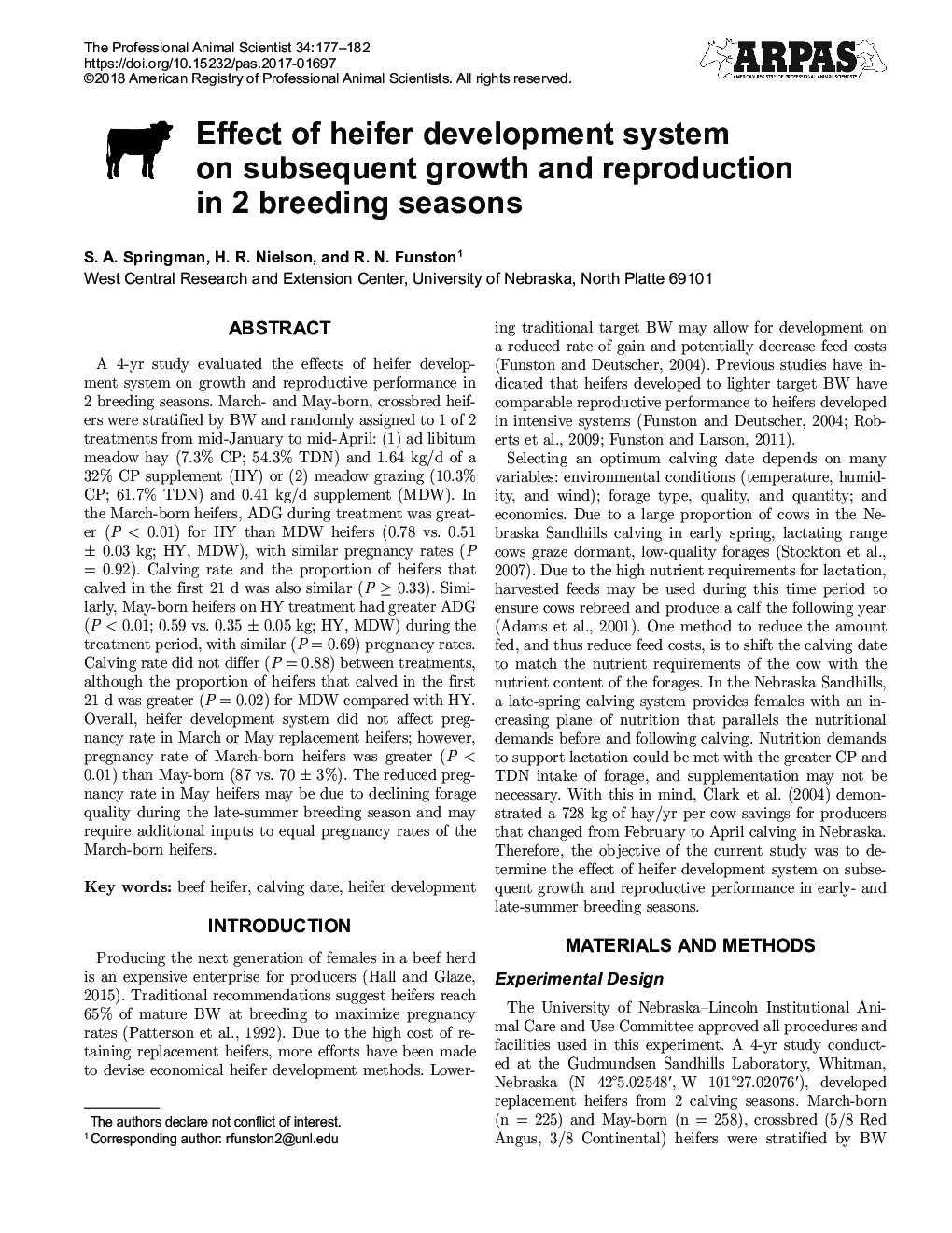 Effect of heifer development system on subsequent growth and reproduction in 2 breeding seasons