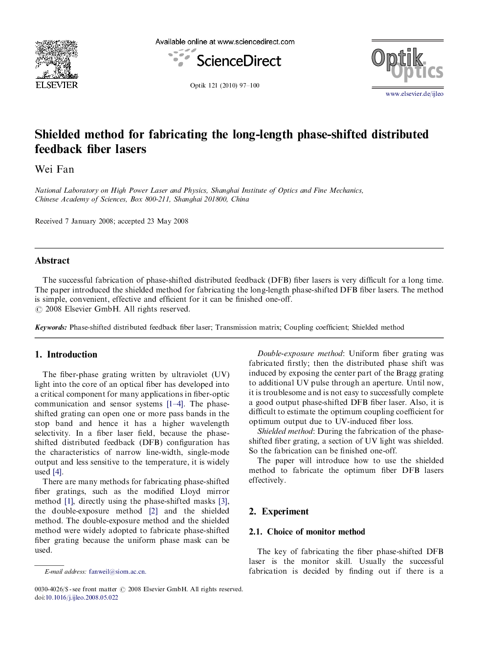 Shielded method for fabricating the long-length phase-shifted distributed feedback fiber lasers