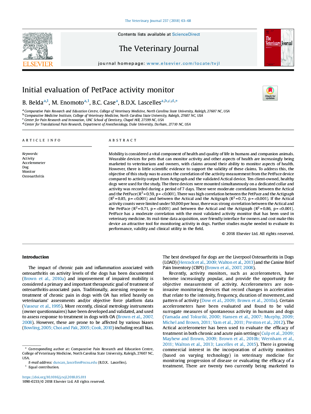 Initial evaluation of PetPace activity monitor