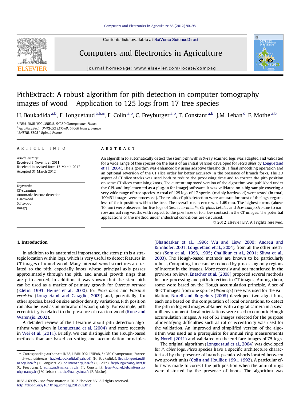 PithExtract: A robust algorithm for pith detection in computer tomography images of wood – Application to 125 logs from 17 tree species