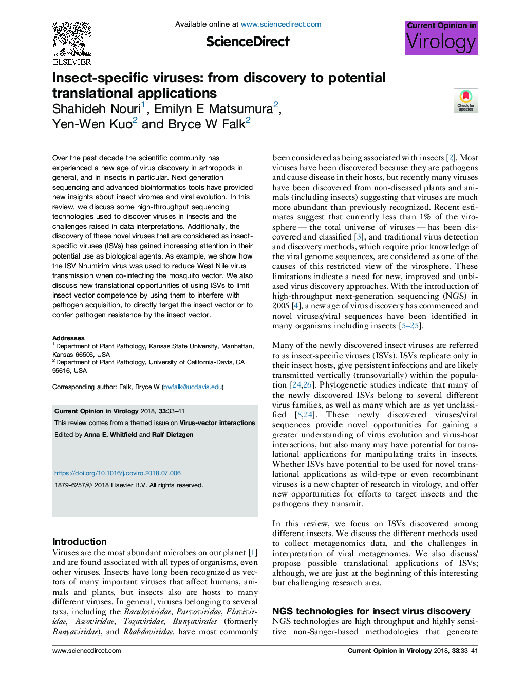 Insect-specific viruses: from discovery to potential translational applications