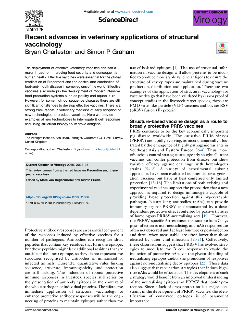 Recent advances in veterinary applications of structural vaccinology