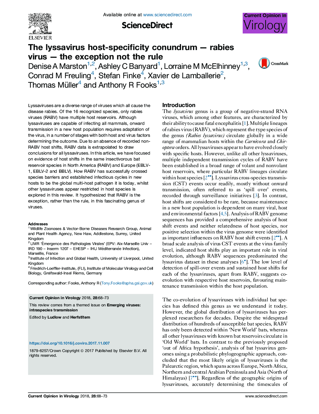 The lyssavirus host-specificity conundrumÂ -Â rabies virusÂ -Â the exception not the rule