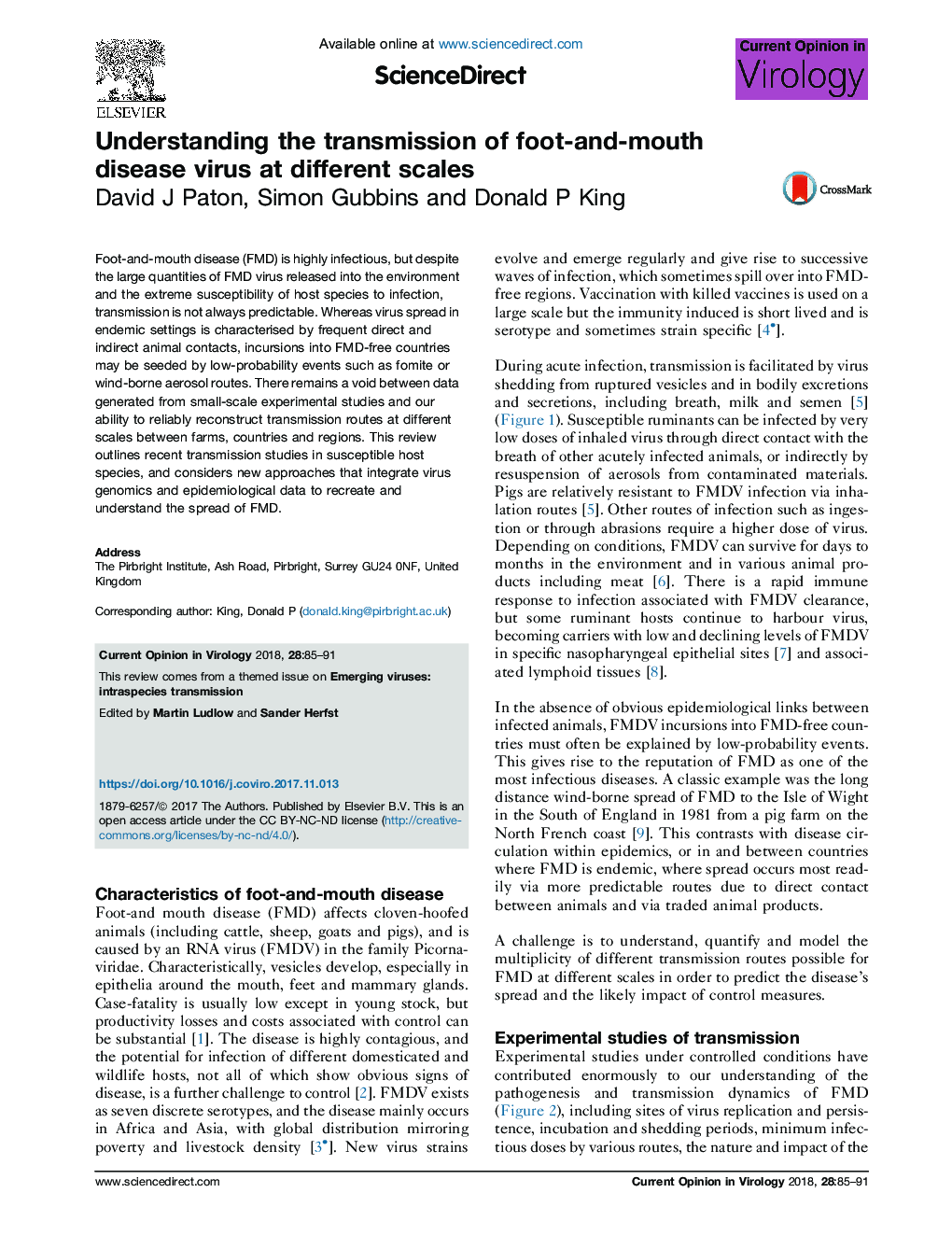 Understanding the transmission of foot-and-mouth disease virus at different scales