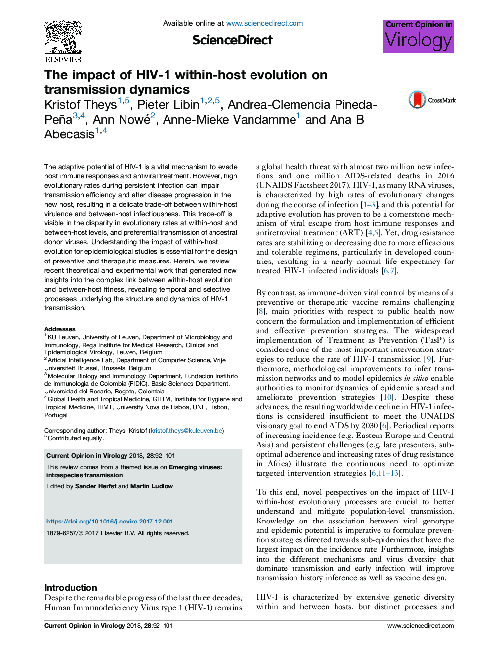 The impact of HIV-1 within-host evolution on transmission dynamics