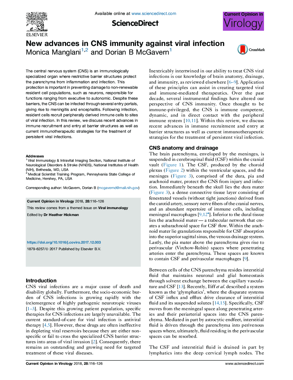 New advances in CNS immunity against viral infection