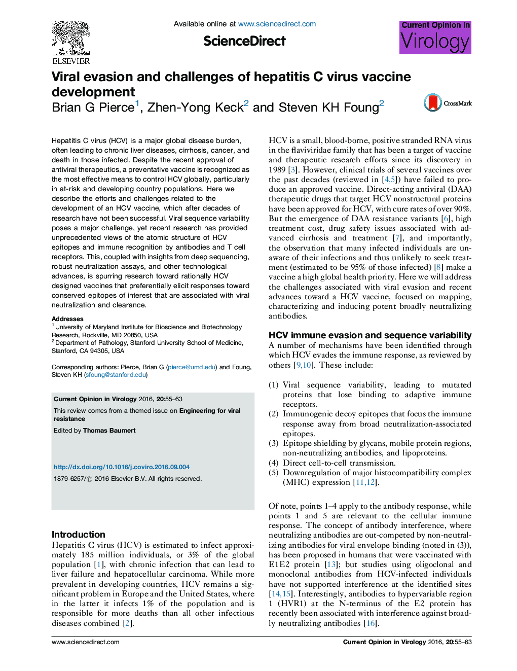 Viral evasion and challenges of hepatitis C virus vaccine development