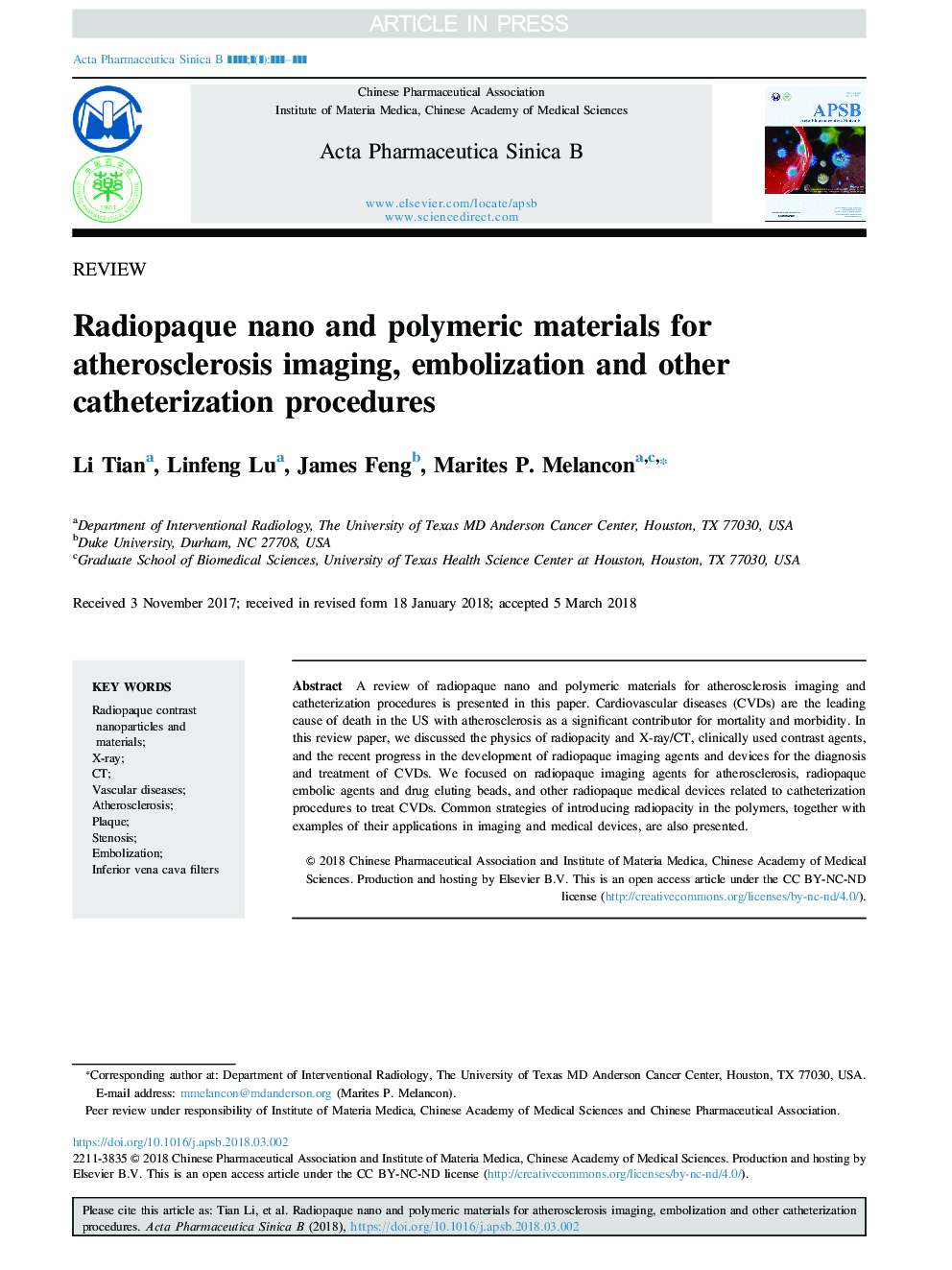 Radiopaque nano and polymeric materials for atherosclerosis imaging, embolization and other catheterization procedures