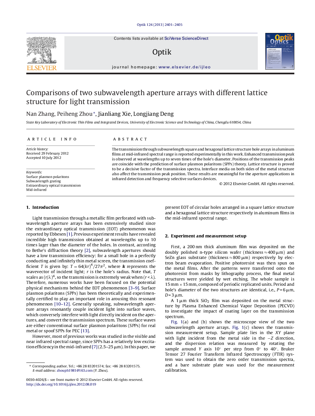 Comparisons of two subwavelength aperture arrays with different lattice structure for light transmission