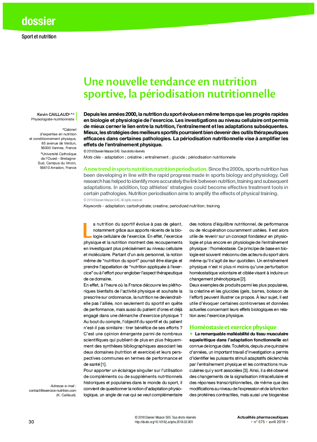 Une nouvelle tendance en nutrition sportive, la périodisation nutritionnelle