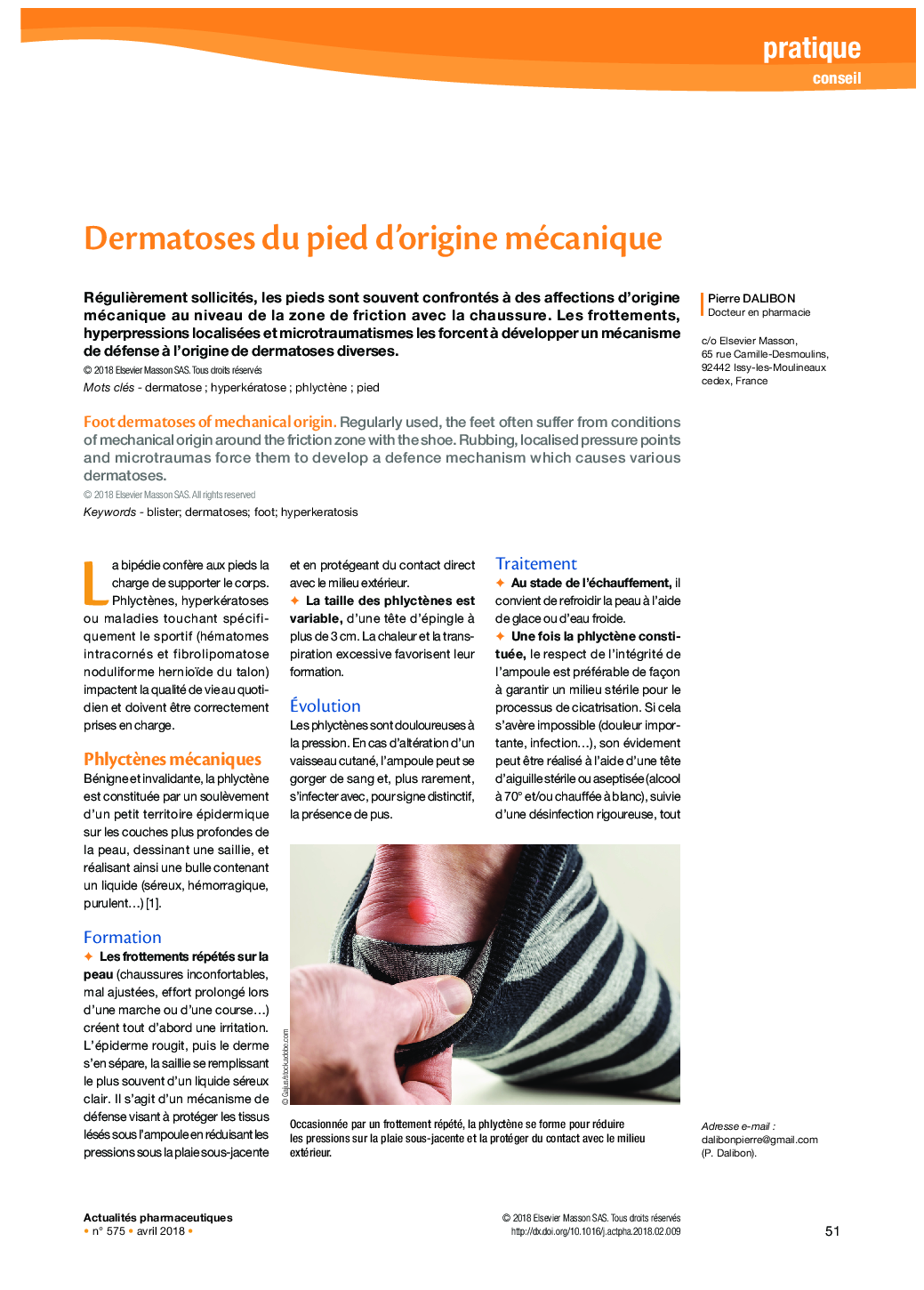 Dermatoses du pied d'origine mécanique