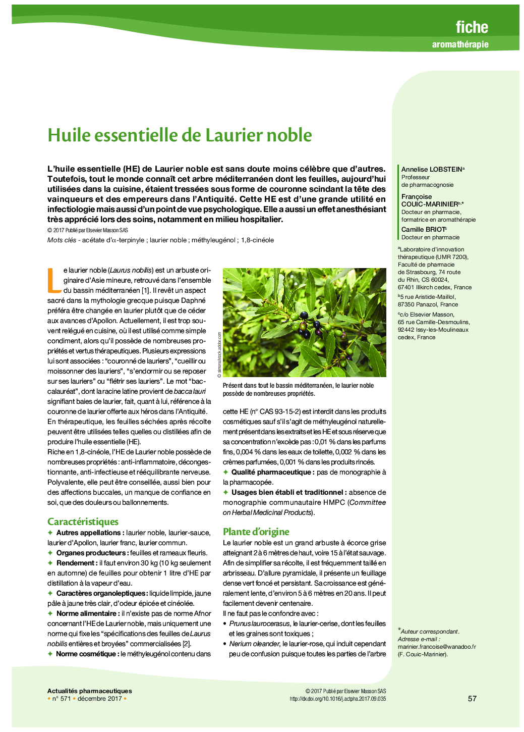 Huile essentielle de Laurier noble