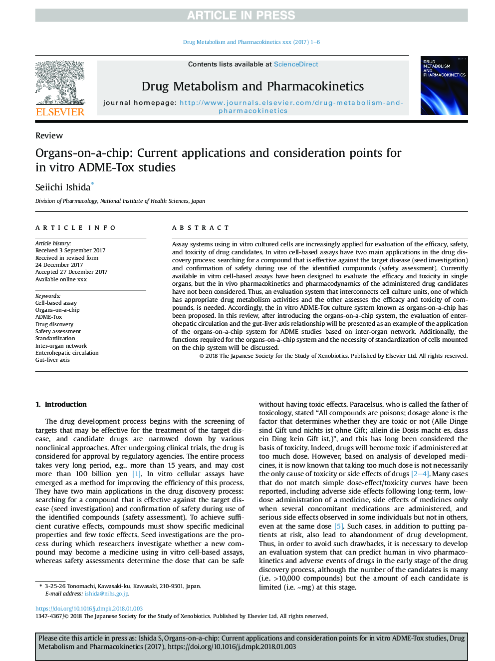 Organs-on-a-chip: Current applications and consideration points for inÂ vitro ADME-Tox studies