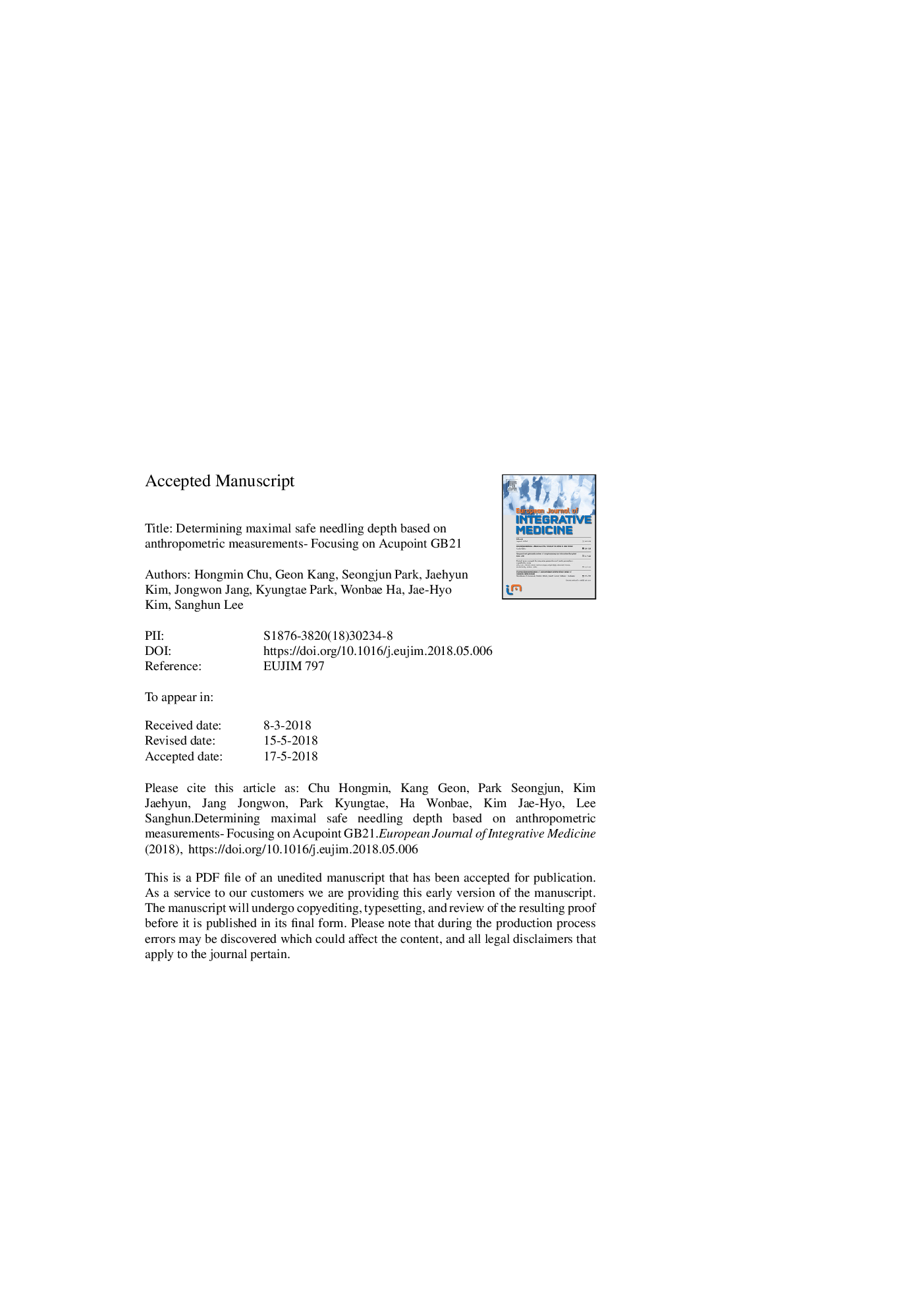 Determining maximal safe needling depth based on anthropometric measurements: Focusing on acupoint GB21