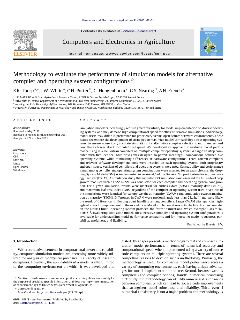 Methodology to evaluate the performance of simulation models for alternative compiler and operating system configurations 