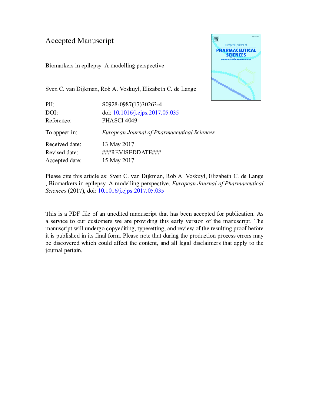 Biomarkers in epilepsy-A modelling perspective