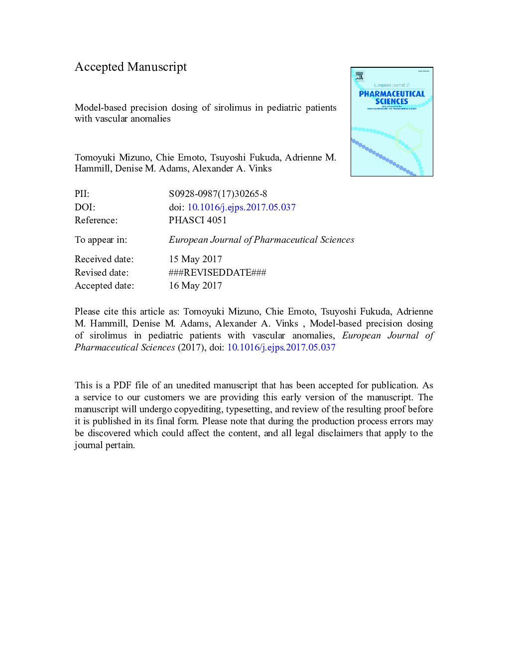 Model-based precision dosing of sirolimus in pediatric patients with vascular anomalies