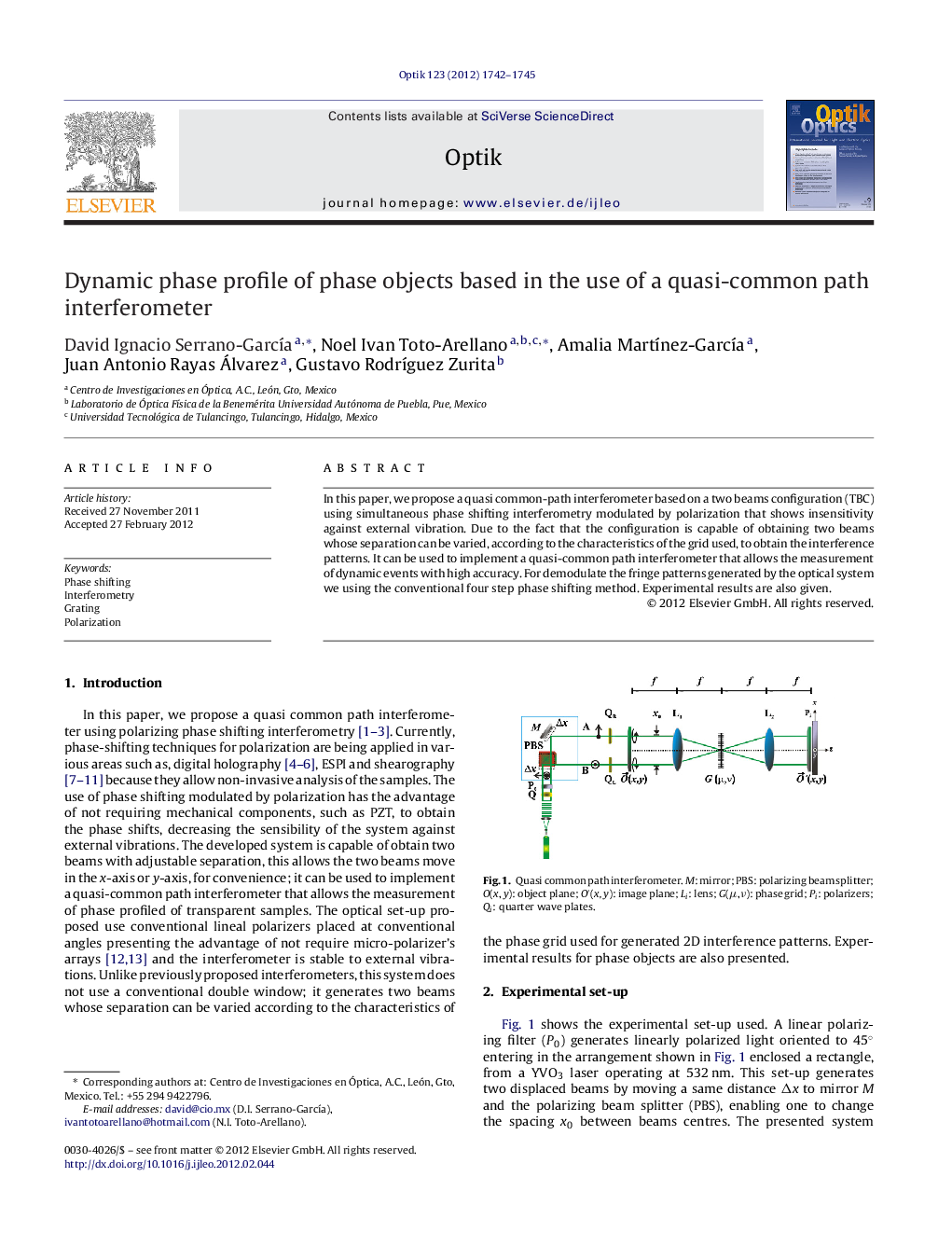 Dynamic phase profile of phase objects based in the use of a quasi-common path interferometer