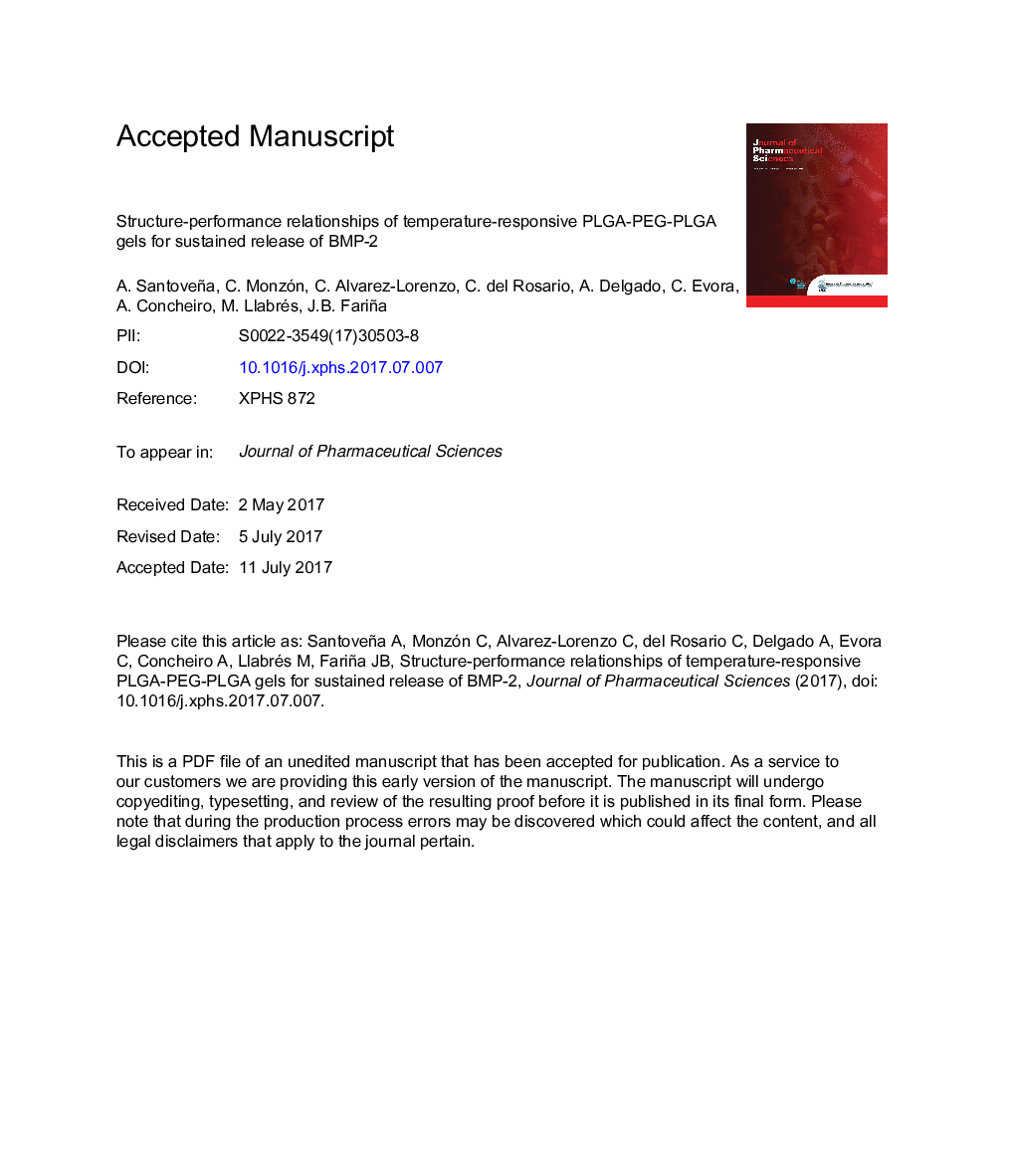 Structure-Performance Relationships of Temperature-Responsive PLGA-PEG-PLGA Gels for Sustained Release of Bone Morphogenetic Protein-2