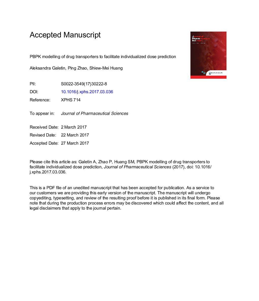 Physiologically Based Pharmacokinetic Modeling of Drug Transporters to Facilitate Individualized Dose Prediction