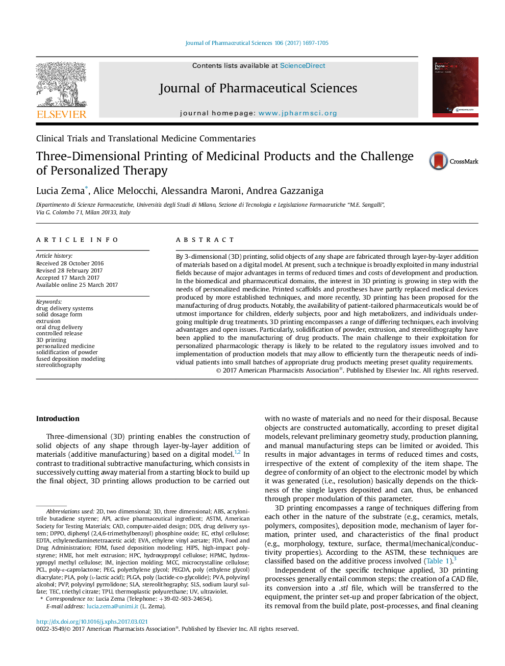 Three-Dimensional Printing of Medicinal Products and the Challenge of Personalized Therapy