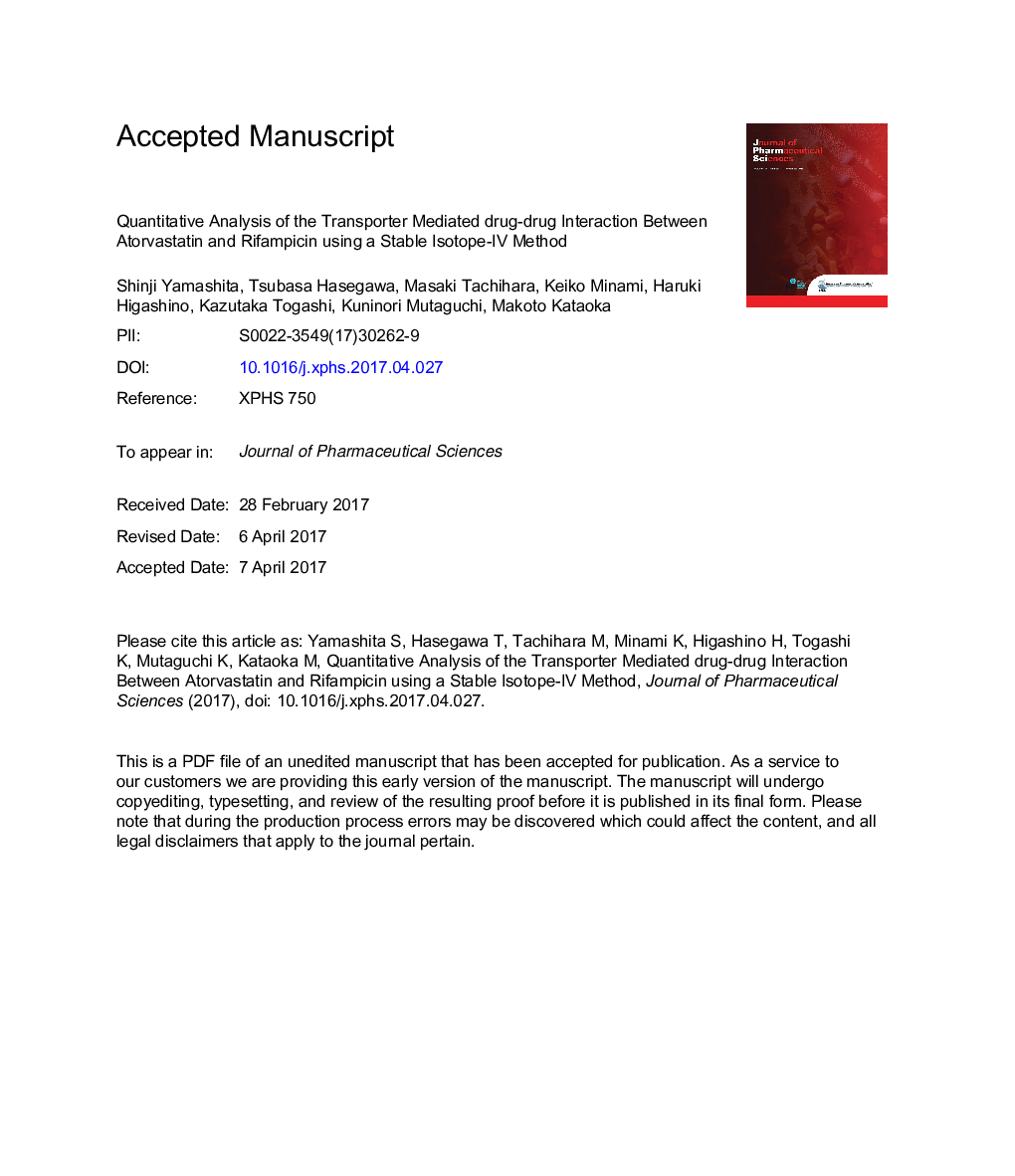 Quantitative Analysis of the Transporter-Mediated Drug-Drug Interaction Between Atorvastatin and Rifampicin Using a Stable Isotope-IV Method