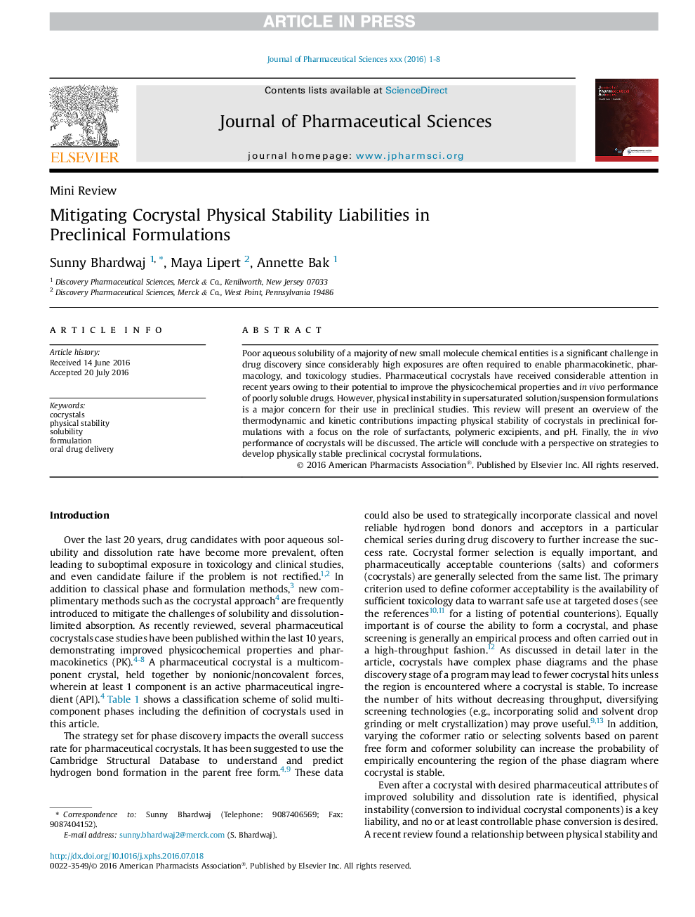 Mitigating Cocrystal Physical Stability Liabilities in Preclinical Formulations