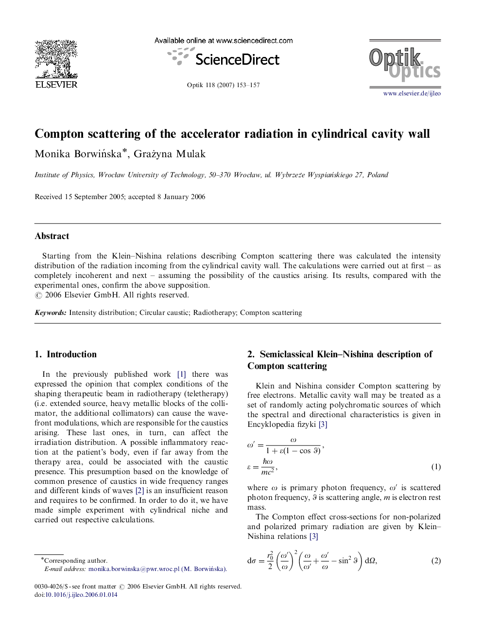 Compton scattering of the accelerator radiation in cylindrical cavity wall