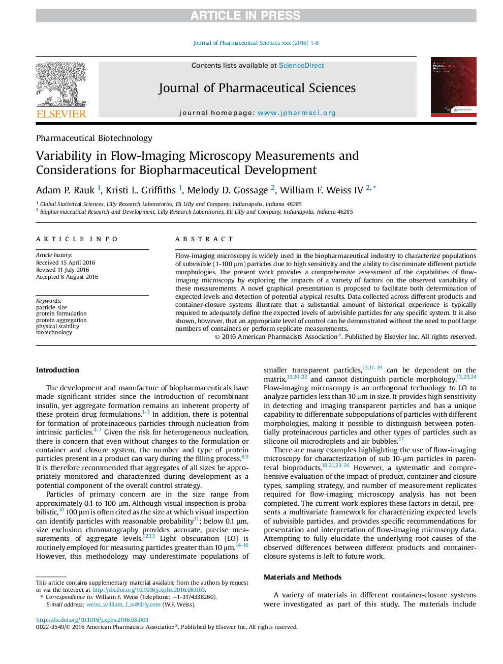 Variability in Flow-Imaging Microscopy Measurements and Considerations for Biopharmaceutical Development