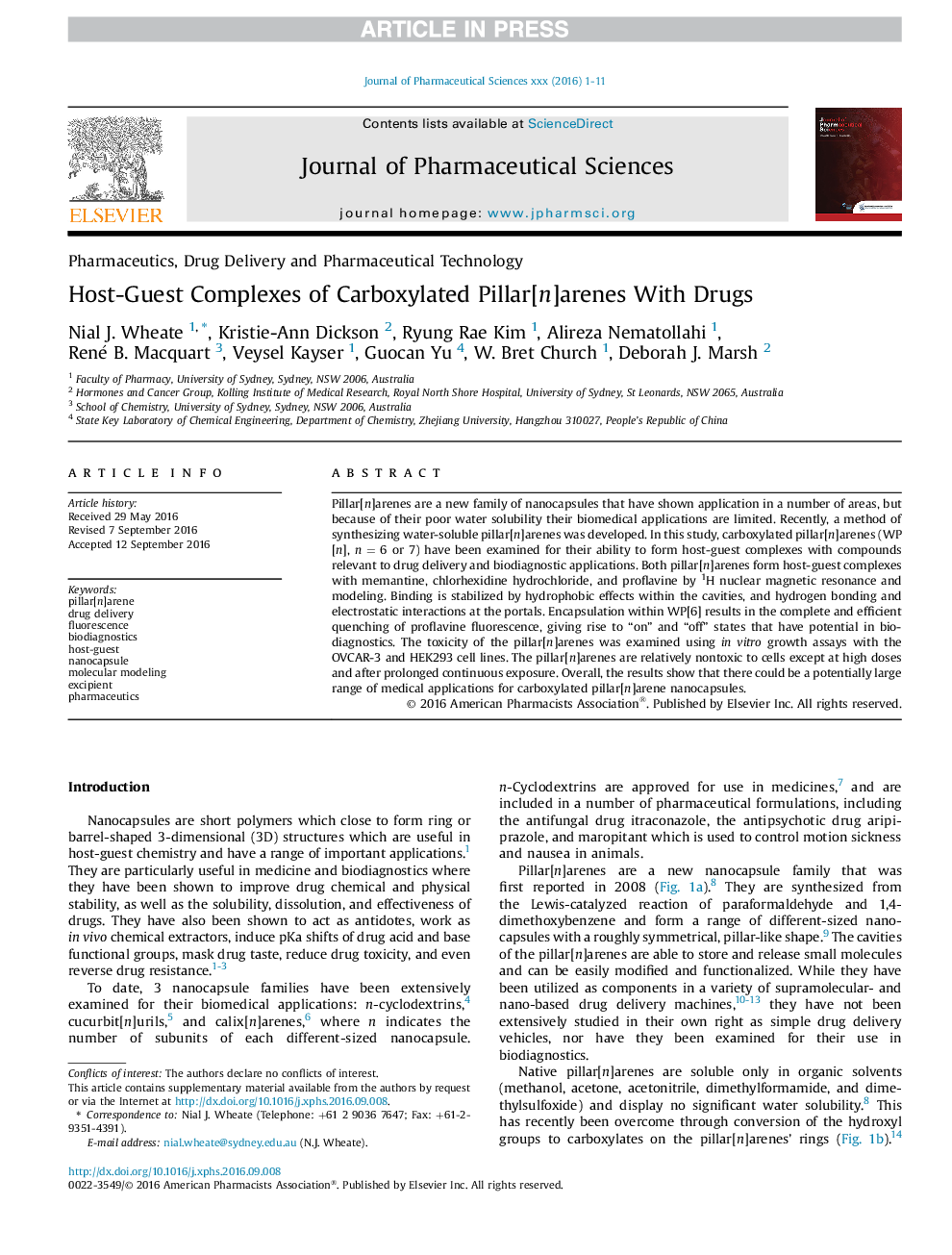 Host-Guest Complexes of Carboxylated Pillar[n]arenes With Drugs