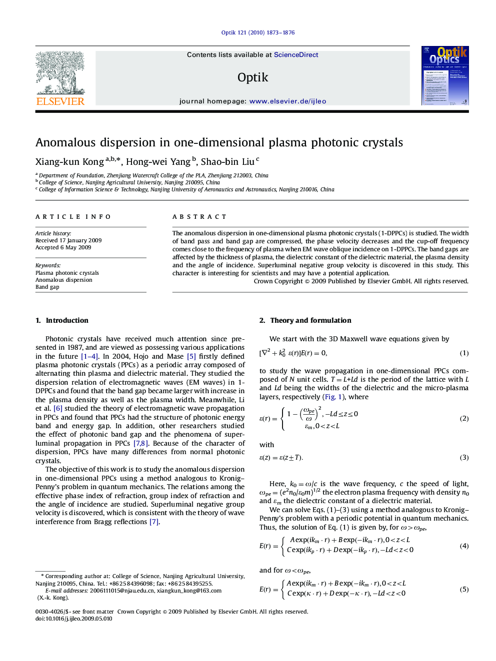 Anomalous dispersion in one-dimensional plasma photonic crystals