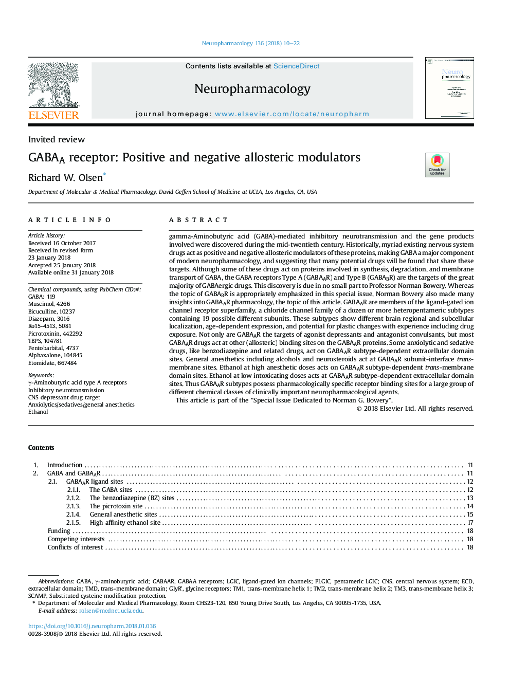 GABAA receptor: Positive and negative allosteric modulators