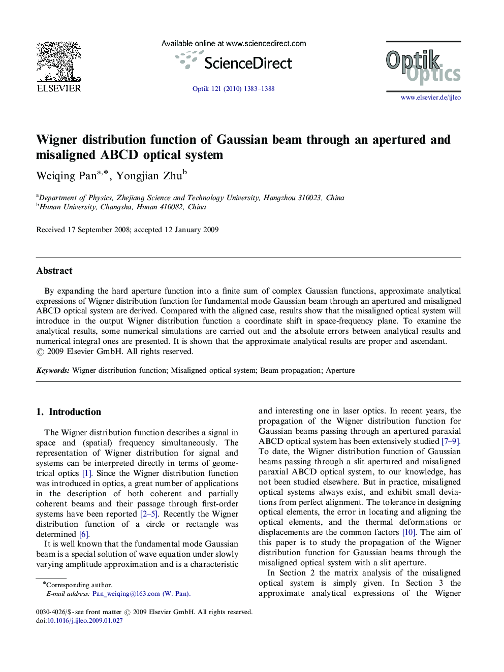 Wigner distribution function of Gaussian beam through an apertured and misaligned ABCD optical system