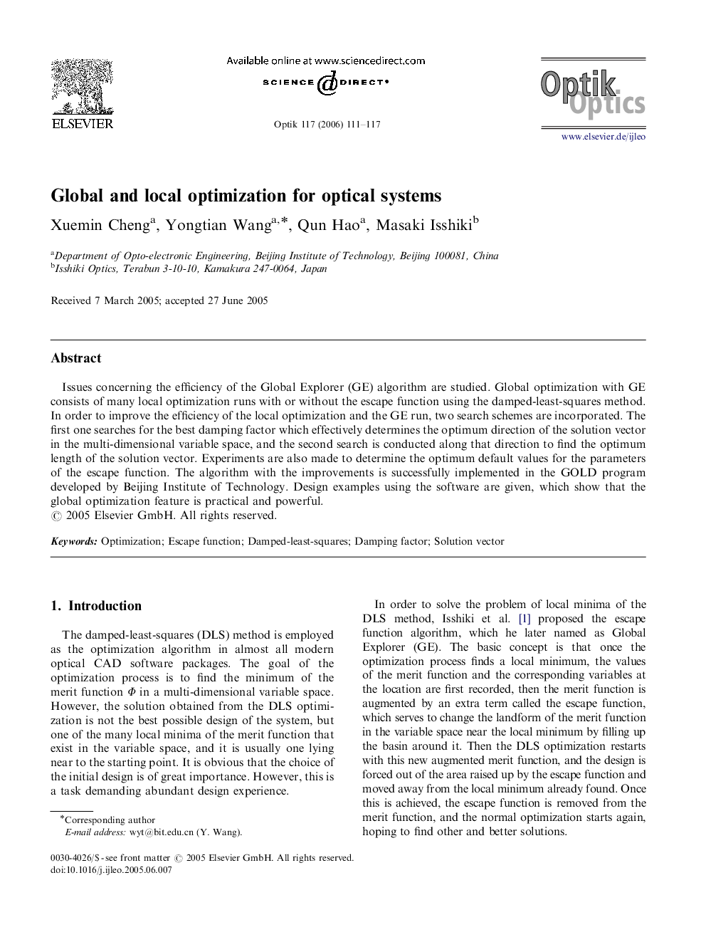 Global and local optimization for optical systems