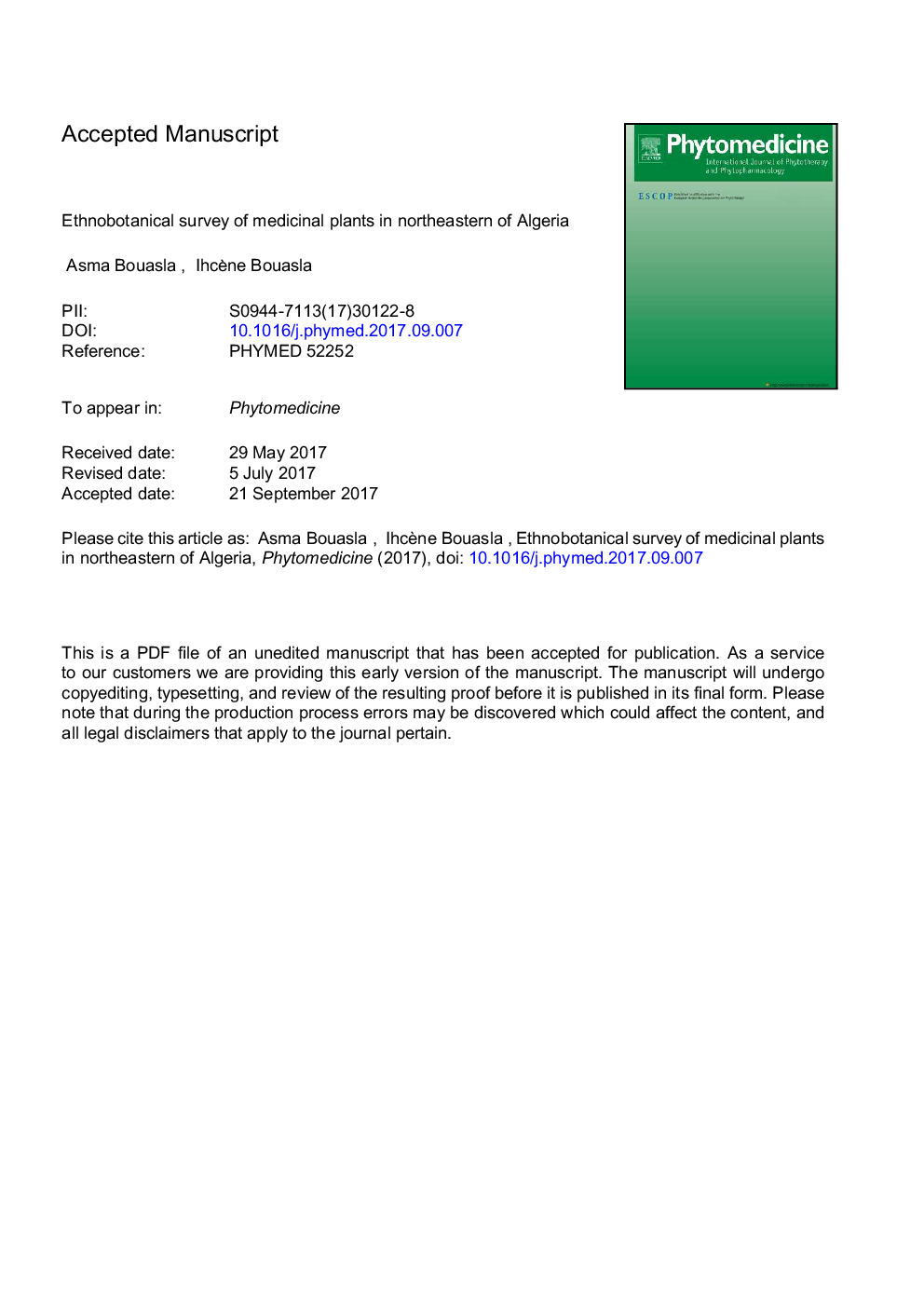 Ethnobotanical survey of medicinal plants in northeastern of Algeria