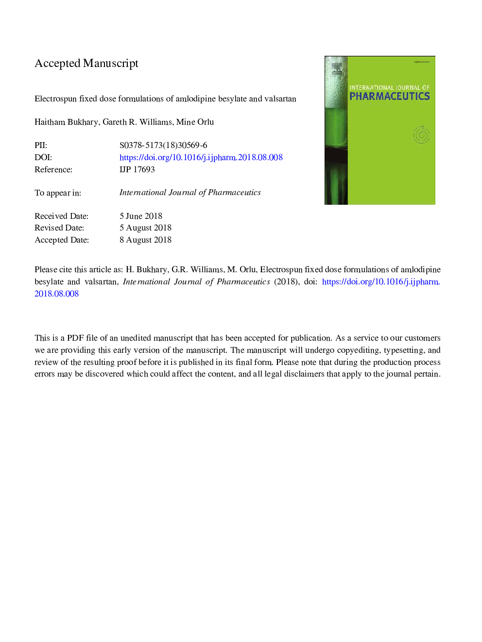 Electrospun fixed dose formulations of amlodipine besylate and valsartan