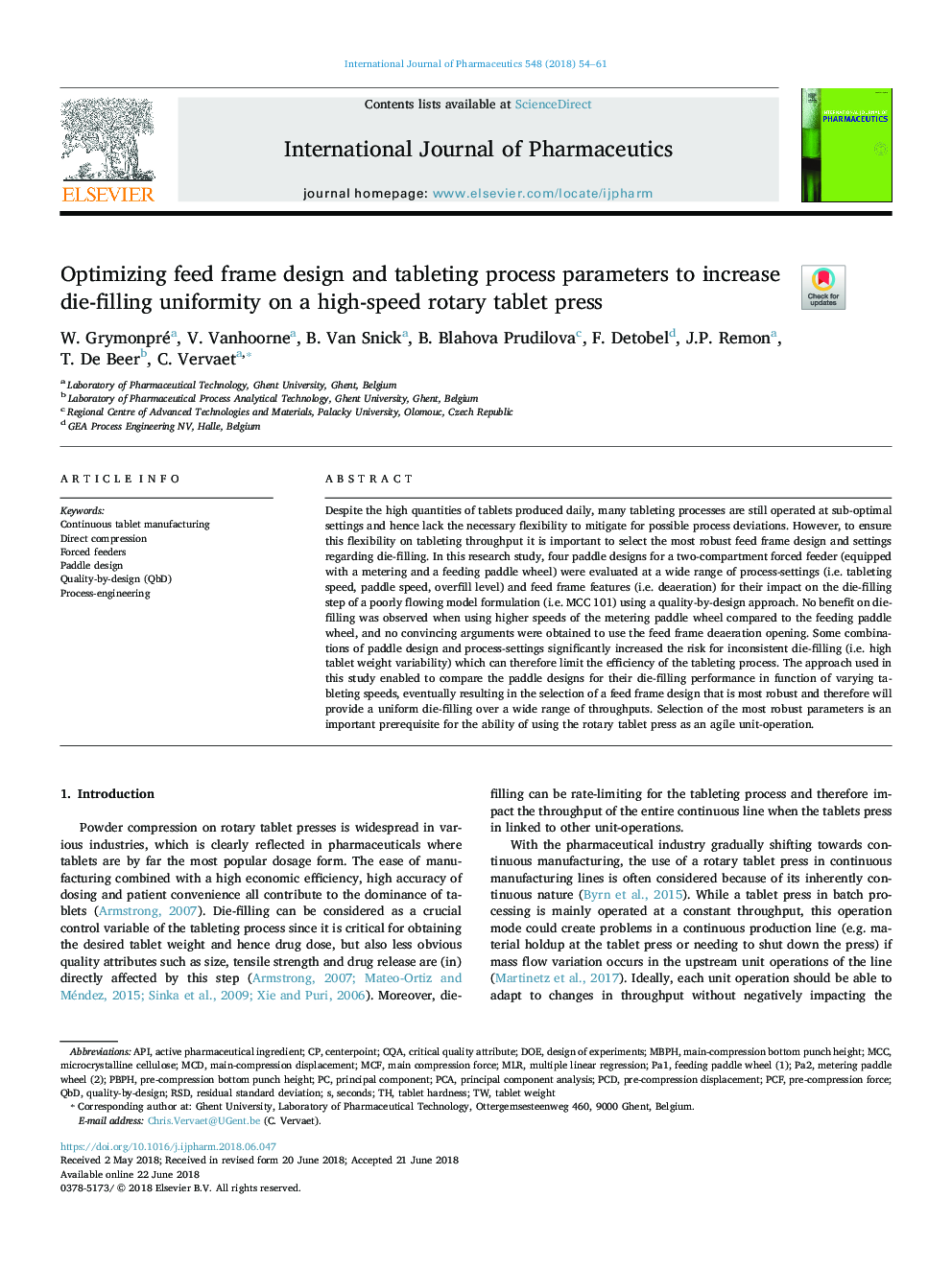 بهینه سازی طراحی قاب تغذیه و پارامترهای جدول سازی برای افزایش یکنواختی پرکننده ی ذوب در مطبوعات قرص چرخشی با سرعت بالا 