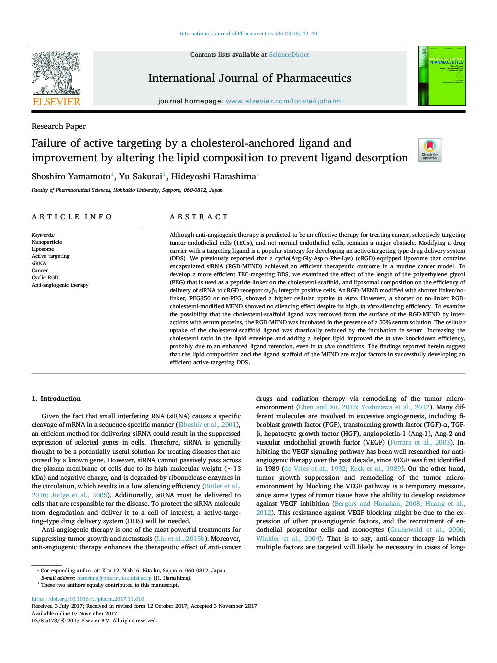 Failure of active targeting by a cholesterol-anchored ligand and improvement by altering the lipid composition to prevent ligand desorption