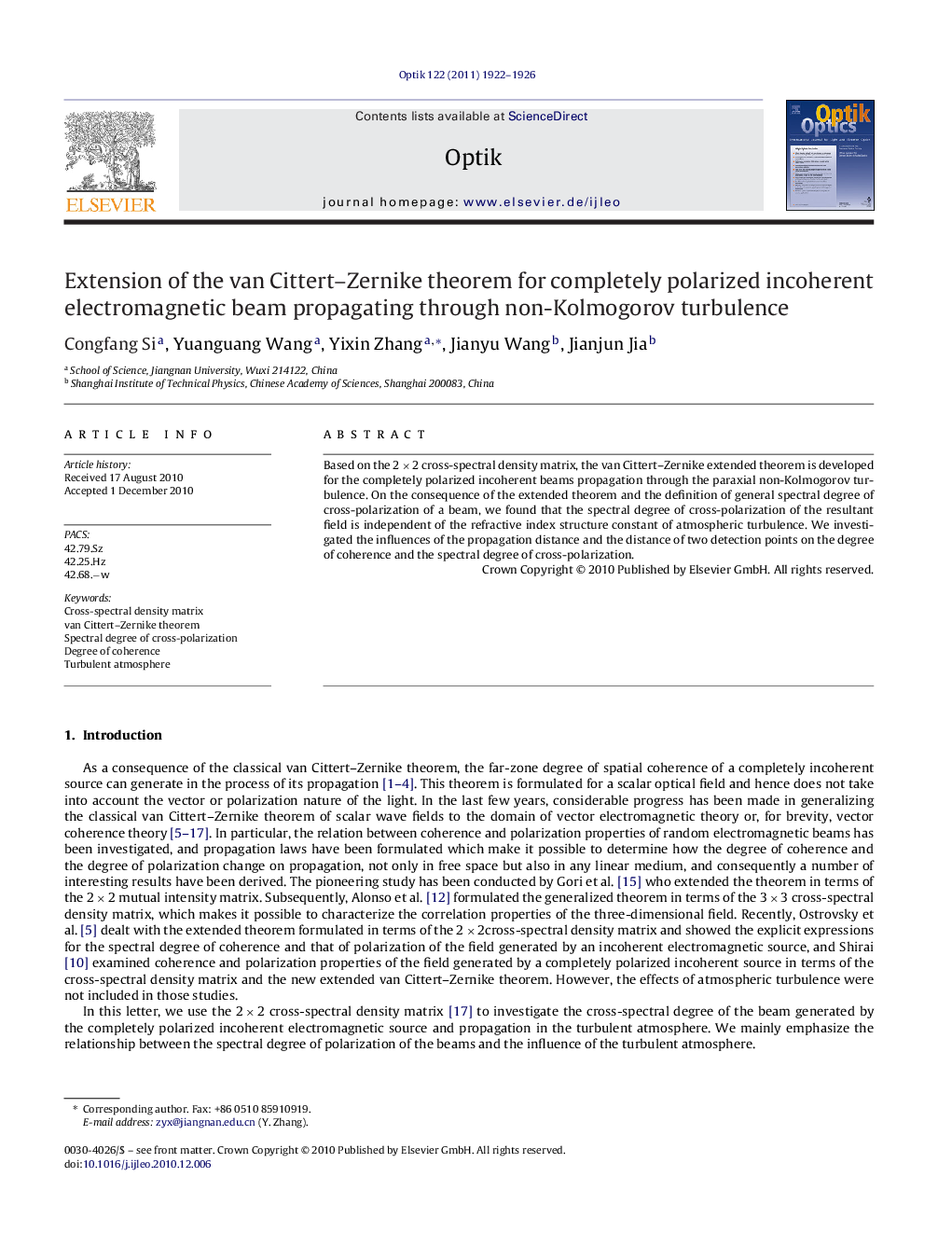 Extension of the van Cittert–Zernike theorem for completely polarized incoherent electromagnetic beam propagating through non-Kolmogorov turbulence