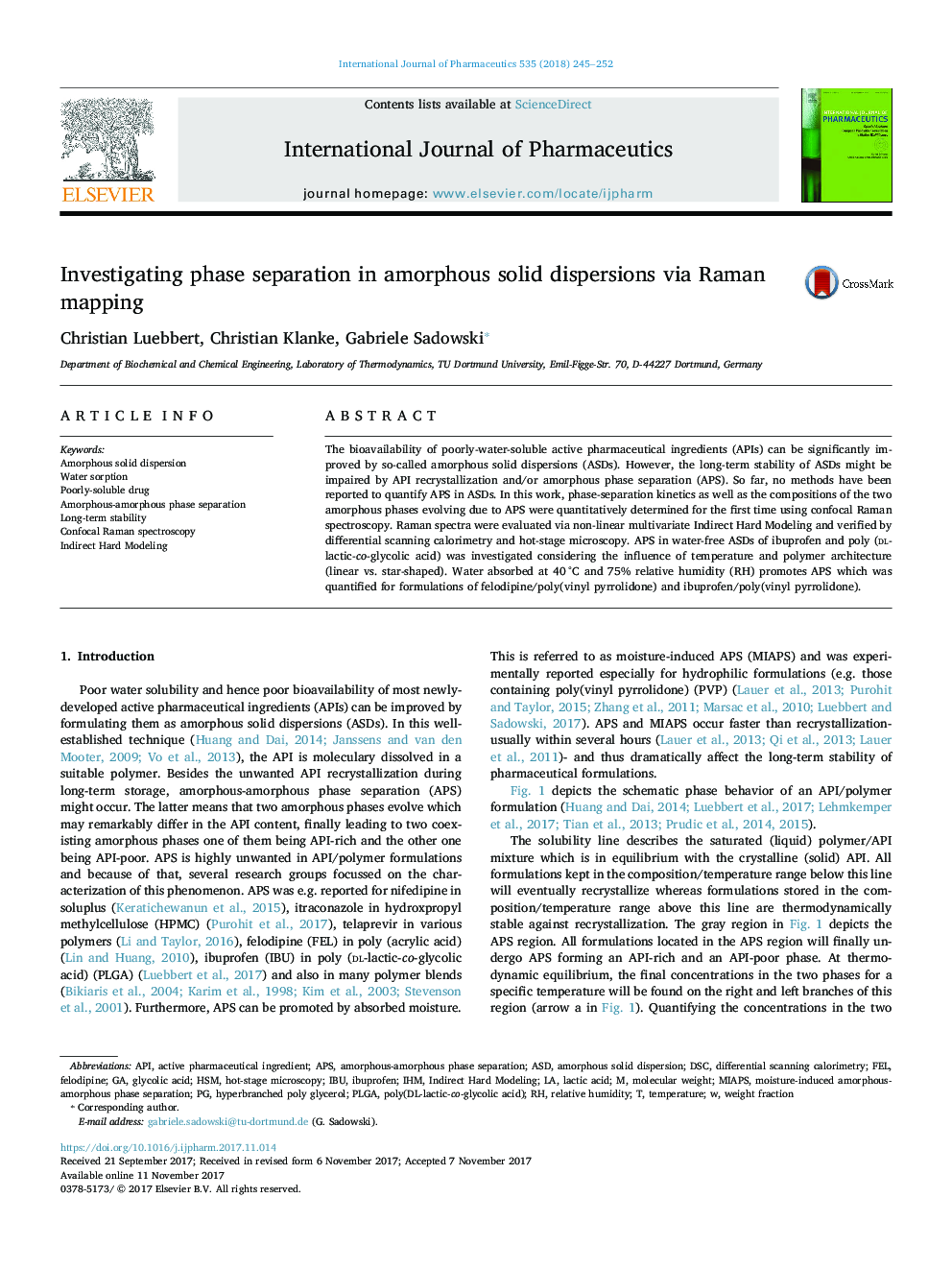 Investigating phase separation in amorphous solid dispersions via Raman mapping