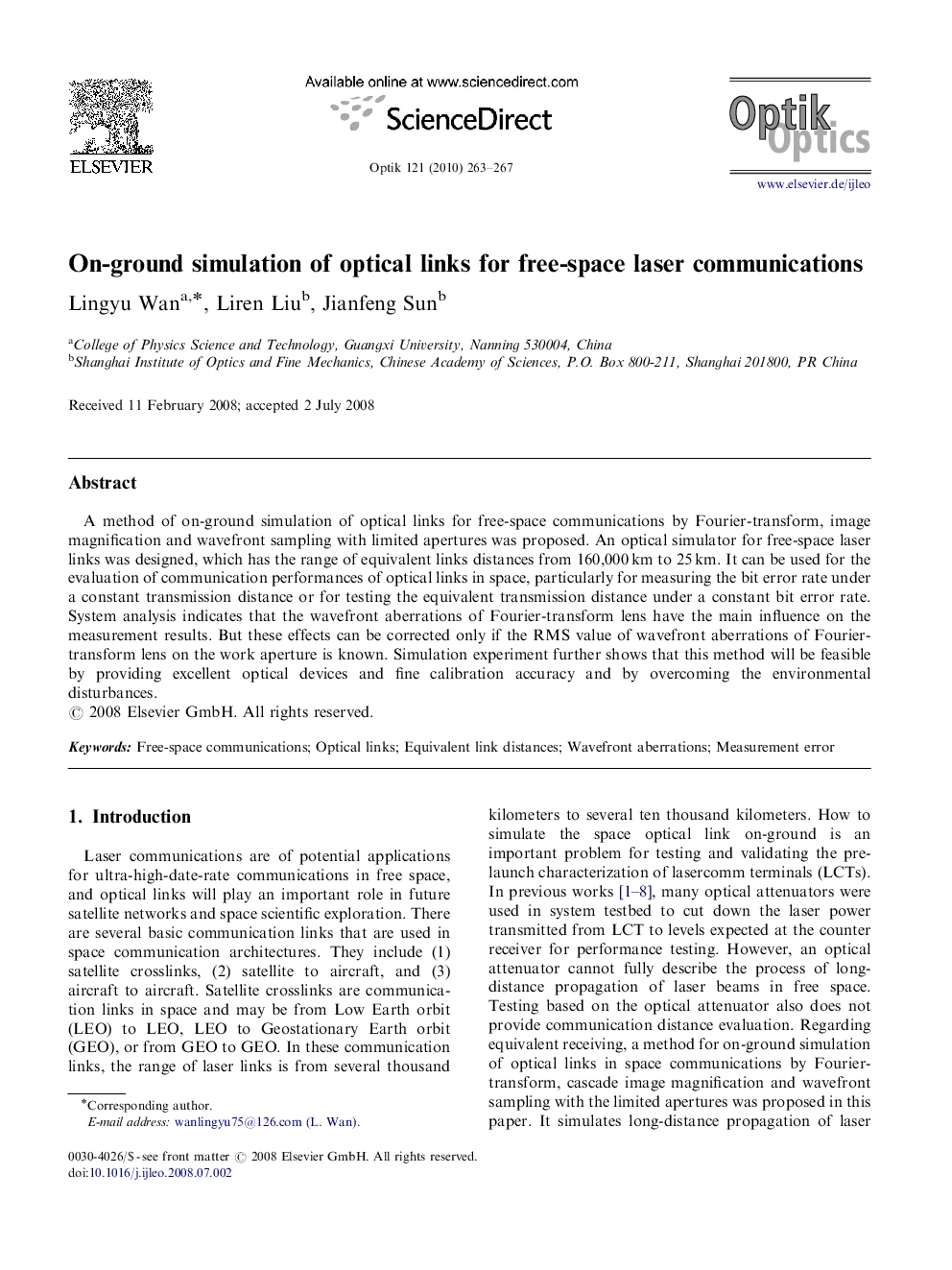 On-ground simulation of optical links for free-space laser communications