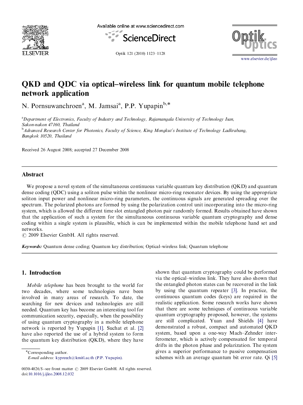 QKD and QDC via optical–wireless link for quantum mobile telephone network application