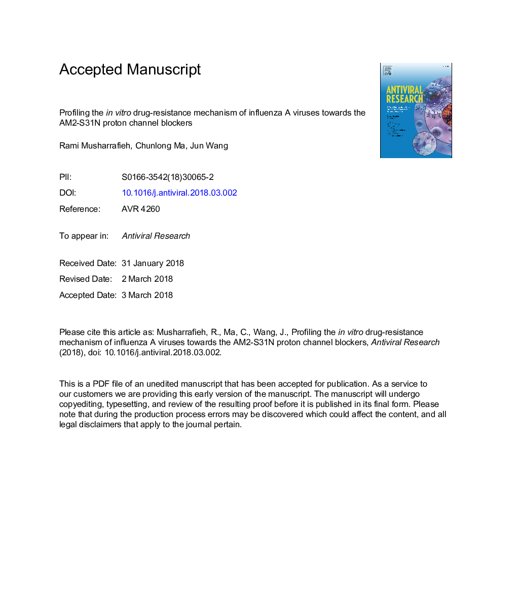 Profiling the in vitro drug-resistance mechanism of influenza A viruses towards the AM2-S31N proton channel blockers